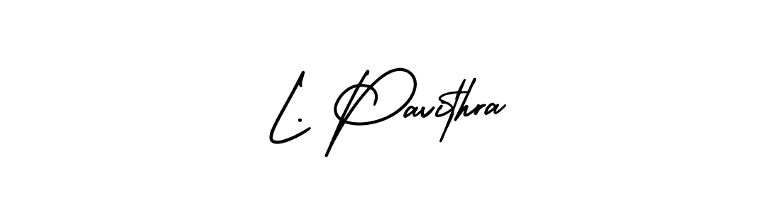 Use a signature maker to create a handwritten signature online. With this signature software, you can design (AmerikaSignatureDemo-Regular) your own signature for name L. Pavithra. L. Pavithra signature style 3 images and pictures png