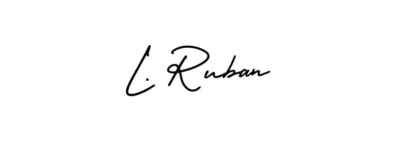 AmerikaSignatureDemo-Regular is a professional signature style that is perfect for those who want to add a touch of class to their signature. It is also a great choice for those who want to make their signature more unique. Get L. Ruban name to fancy signature for free. L. Ruban signature style 3 images and pictures png