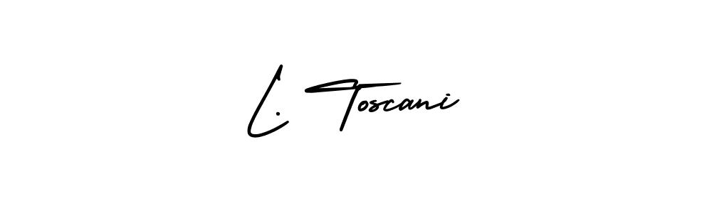 Design your own signature with our free online signature maker. With this signature software, you can create a handwritten (AmerikaSignatureDemo-Regular) signature for name L. Toscani. L. Toscani signature style 3 images and pictures png