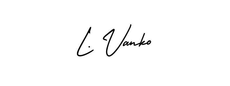 L. Vanko stylish signature style. Best Handwritten Sign (AmerikaSignatureDemo-Regular) for my name. Handwritten Signature Collection Ideas for my name L. Vanko. L. Vanko signature style 3 images and pictures png