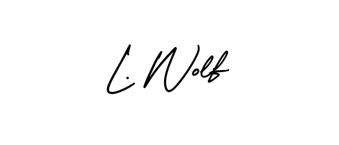 You should practise on your own different ways (AmerikaSignatureDemo-Regular) to write your name (L. Wolf) in signature. don't let someone else do it for you. L. Wolf signature style 3 images and pictures png