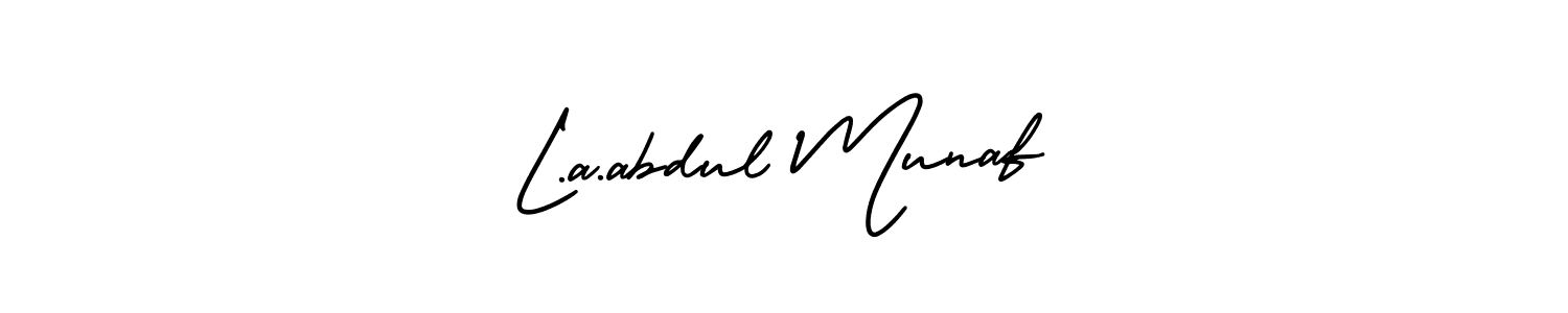 Use a signature maker to create a handwritten signature online. With this signature software, you can design (AmerikaSignatureDemo-Regular) your own signature for name L.a.abdul Munaf. L.a.abdul Munaf signature style 3 images and pictures png