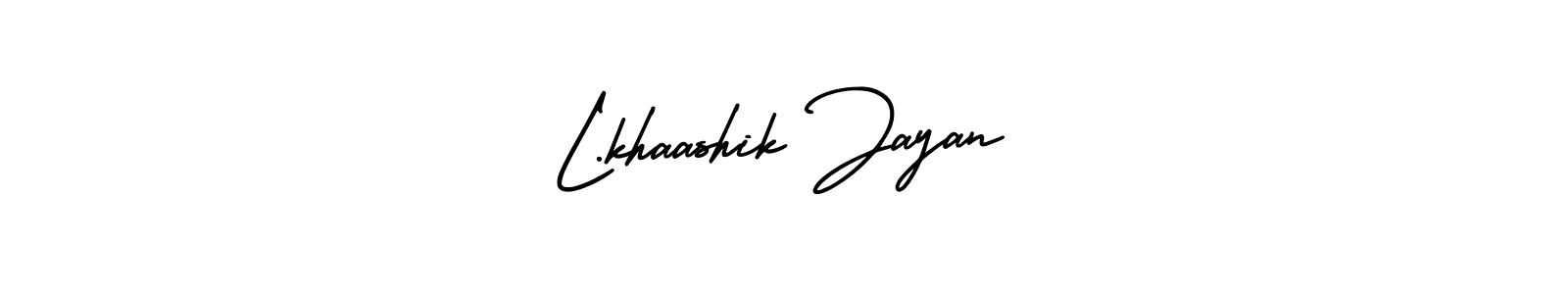 if you are searching for the best signature style for your name L.khaashik Jayan. so please give up your signature search. here we have designed multiple signature styles  using AmerikaSignatureDemo-Regular. L.khaashik Jayan signature style 3 images and pictures png