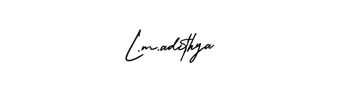 Also we have L.m.adithya name is the best signature style. Create professional handwritten signature collection using AmerikaSignatureDemo-Regular autograph style. L.m.adithya signature style 3 images and pictures png