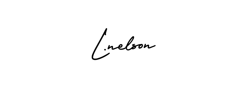 The best way (AmerikaSignatureDemo-Regular) to make a short signature is to pick only two or three words in your name. The name L.nelson include a total of six letters. For converting this name. L.nelson signature style 3 images and pictures png