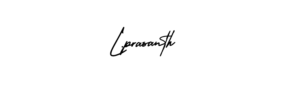 The best way (AmerikaSignatureDemo-Regular) to make a short signature is to pick only two or three words in your name. The name L.prasanth include a total of six letters. For converting this name. L.prasanth signature style 3 images and pictures png