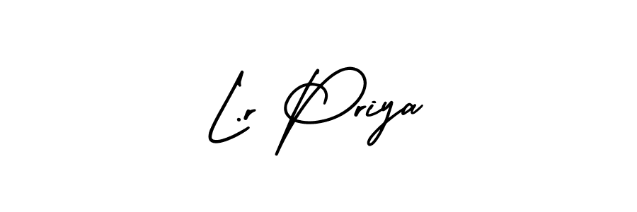 Similarly AmerikaSignatureDemo-Regular is the best handwritten signature design. Signature creator online .You can use it as an online autograph creator for name L.r Priya. L.r Priya signature style 3 images and pictures png
