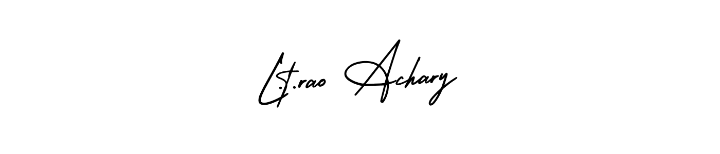 The best way (AmerikaSignatureDemo-Regular) to make a short signature is to pick only two or three words in your name. The name L.t.rao Achary include a total of six letters. For converting this name. L.t.rao Achary signature style 3 images and pictures png