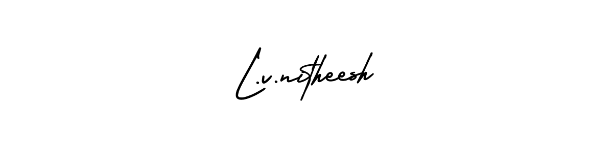 It looks lik you need a new signature style for name L.v.nitheesh. Design unique handwritten (AmerikaSignatureDemo-Regular) signature with our free signature maker in just a few clicks. L.v.nitheesh signature style 3 images and pictures png