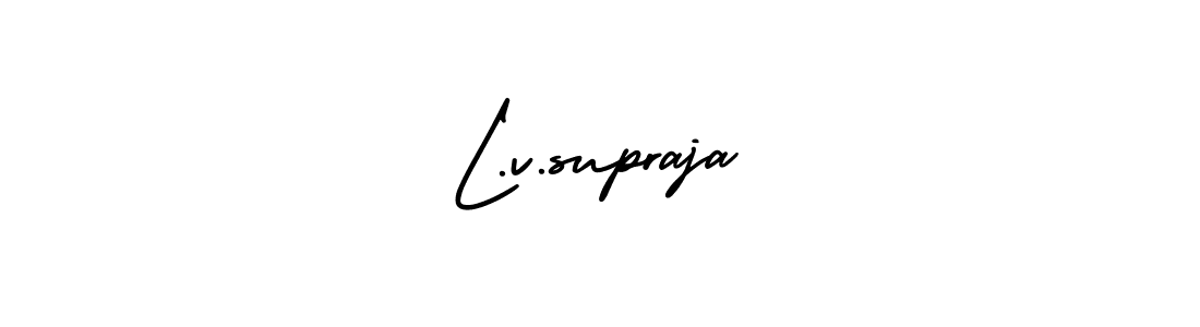 Also You can easily find your signature by using the search form. We will create L.v.supraja name handwritten signature images for you free of cost using AmerikaSignatureDemo-Regular sign style. L.v.supraja signature style 3 images and pictures png