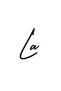 This is the best signature style for the La name. Also you like these signature font (AmerikaSignatureDemo-Regular). Mix name signature. La signature style 3 images and pictures png