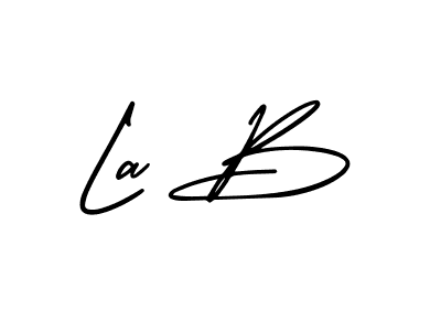 It looks lik you need a new signature style for name La B. Design unique handwritten (AmerikaSignatureDemo-Regular) signature with our free signature maker in just a few clicks. La B signature style 3 images and pictures png