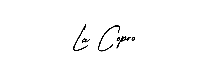 Design your own signature with our free online signature maker. With this signature software, you can create a handwritten (AmerikaSignatureDemo-Regular) signature for name La Copro. La Copro signature style 3 images and pictures png