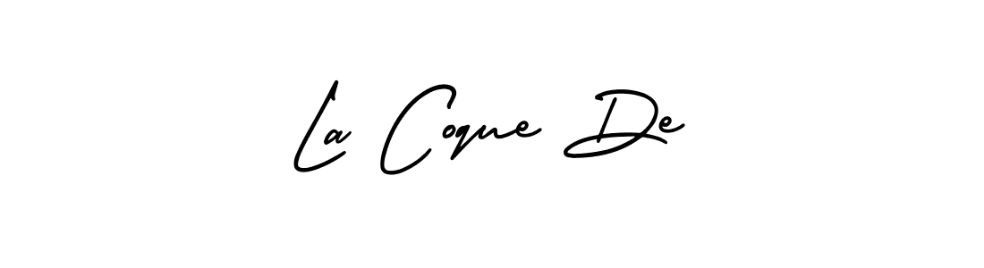 Similarly AmerikaSignatureDemo-Regular is the best handwritten signature design. Signature creator online .You can use it as an online autograph creator for name La Coque De. La Coque De signature style 3 images and pictures png