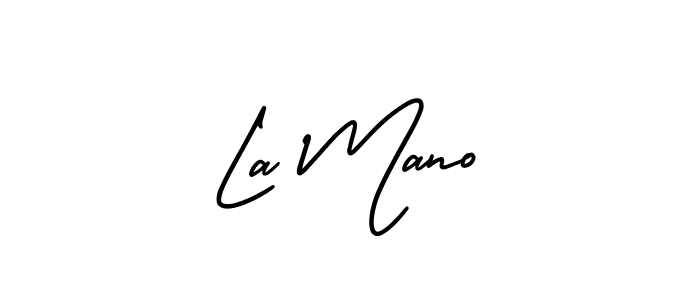 Use a signature maker to create a handwritten signature online. With this signature software, you can design (AmerikaSignatureDemo-Regular) your own signature for name La Mano. La Mano signature style 3 images and pictures png