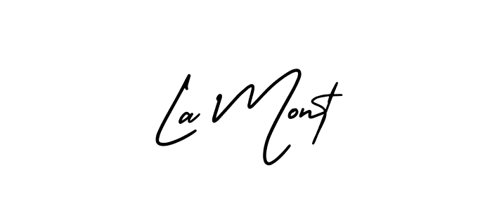La Mont stylish signature style. Best Handwritten Sign (AmerikaSignatureDemo-Regular) for my name. Handwritten Signature Collection Ideas for my name La Mont. La Mont signature style 3 images and pictures png