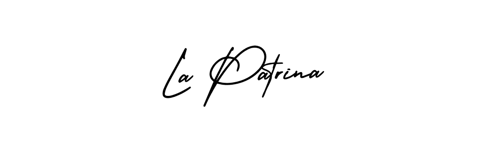 Use a signature maker to create a handwritten signature online. With this signature software, you can design (AmerikaSignatureDemo-Regular) your own signature for name La Patrina. La Patrina signature style 3 images and pictures png