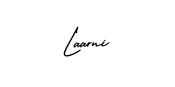 You should practise on your own different ways (AmerikaSignatureDemo-Regular) to write your name (Laarni) in signature. don't let someone else do it for you. Laarni signature style 3 images and pictures png