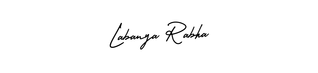 The best way (AmerikaSignatureDemo-Regular) to make a short signature is to pick only two or three words in your name. The name Labanya Rabha include a total of six letters. For converting this name. Labanya Rabha signature style 3 images and pictures png