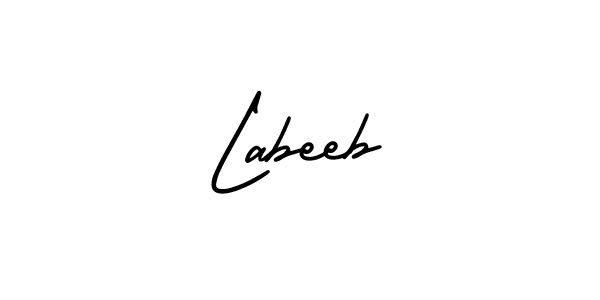 You should practise on your own different ways (AmerikaSignatureDemo-Regular) to write your name (Labeeb) in signature. don't let someone else do it for you. Labeeb signature style 3 images and pictures png