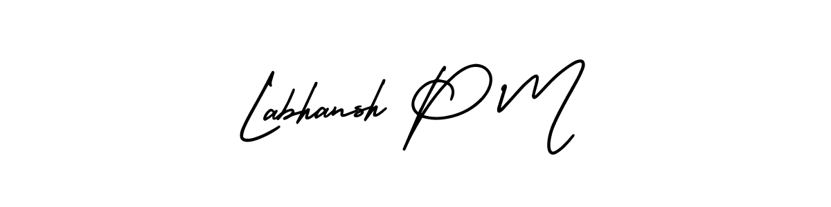 How to make Labhansh P M name signature. Use AmerikaSignatureDemo-Regular style for creating short signs online. This is the latest handwritten sign. Labhansh P M signature style 3 images and pictures png