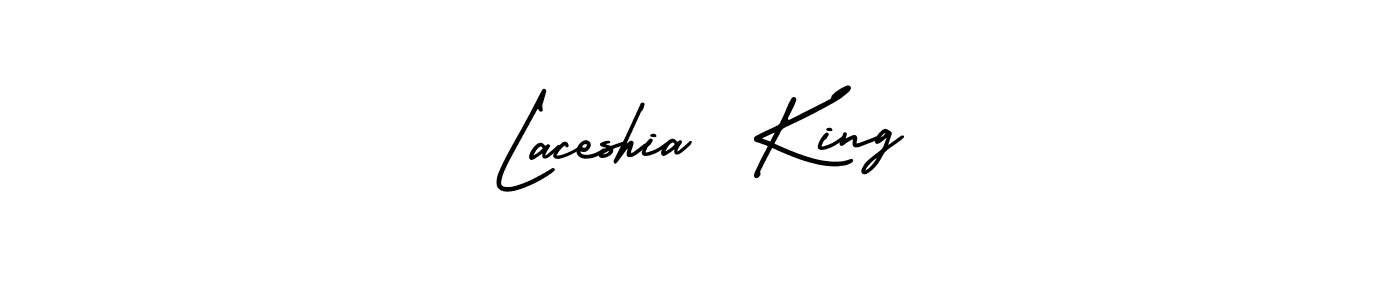 AmerikaSignatureDemo-Regular is a professional signature style that is perfect for those who want to add a touch of class to their signature. It is also a great choice for those who want to make their signature more unique. Get Laceshia  King name to fancy signature for free. Laceshia  King signature style 3 images and pictures png