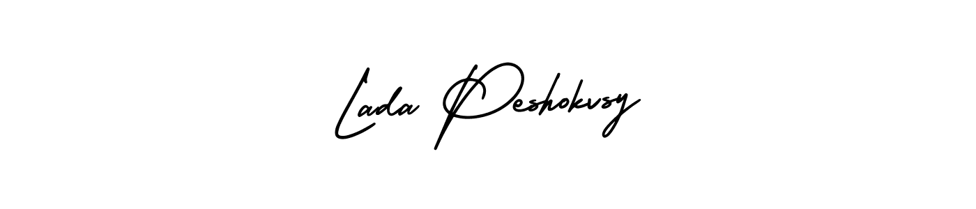 This is the best signature style for the Lada Peshokvsy name. Also you like these signature font (AmerikaSignatureDemo-Regular). Mix name signature. Lada Peshokvsy signature style 3 images and pictures png