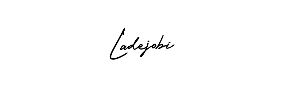 You should practise on your own different ways (AmerikaSignatureDemo-Regular) to write your name (Ladejobi  ) in signature. don't let someone else do it for you. Ladejobi   signature style 3 images and pictures png