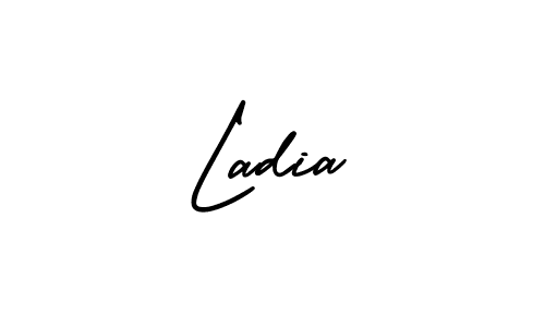 You should practise on your own different ways (AmerikaSignatureDemo-Regular) to write your name (Ladia) in signature. don't let someone else do it for you. Ladia signature style 3 images and pictures png