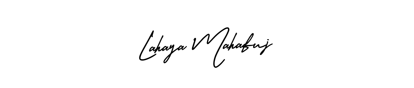 The best way (AmerikaSignatureDemo-Regular) to make a short signature is to pick only two or three words in your name. The name Lahaya Mahafuj include a total of six letters. For converting this name. Lahaya Mahafuj signature style 3 images and pictures png