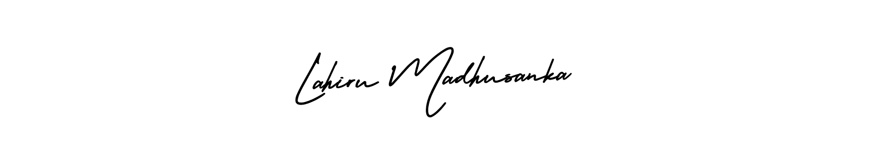 Create a beautiful signature design for name Lahiru Madhusanka. With this signature (AmerikaSignatureDemo-Regular) fonts, you can make a handwritten signature for free. Lahiru Madhusanka signature style 3 images and pictures png