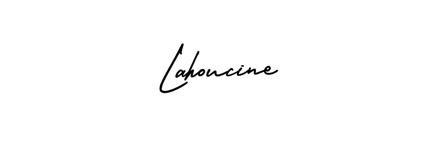 Use a signature maker to create a handwritten signature online. With this signature software, you can design (AmerikaSignatureDemo-Regular) your own signature for name Lahoucine. Lahoucine signature style 3 images and pictures png