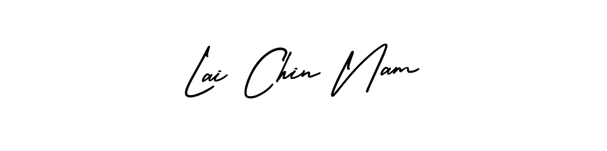 The best way (AmerikaSignatureDemo-Regular) to make a short signature is to pick only two or three words in your name. The name Lai Chin Nam include a total of six letters. For converting this name. Lai Chin Nam signature style 3 images and pictures png