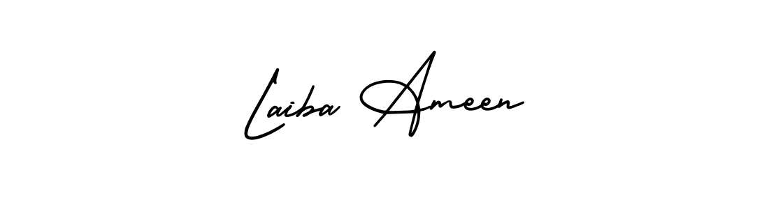 How to make Laiba Ameen name signature. Use AmerikaSignatureDemo-Regular style for creating short signs online. This is the latest handwritten sign. Laiba Ameen signature style 3 images and pictures png