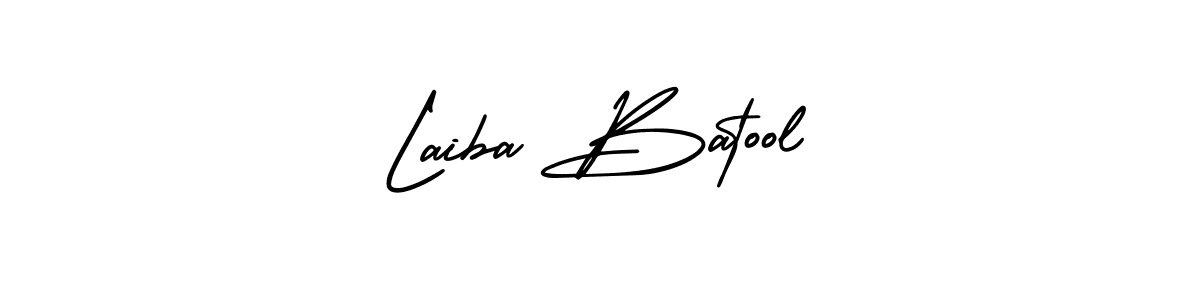The best way (AmerikaSignatureDemo-Regular) to make a short signature is to pick only two or three words in your name. The name Laiba Batool include a total of six letters. For converting this name. Laiba Batool signature style 3 images and pictures png