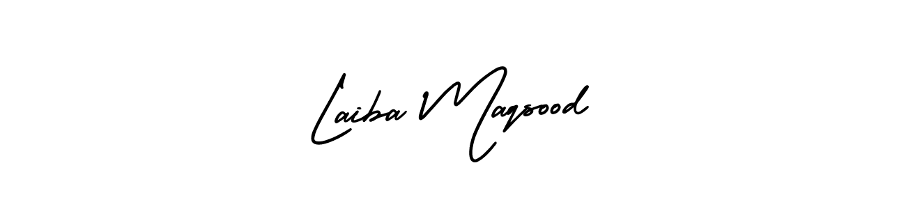 The best way (AmerikaSignatureDemo-Regular) to make a short signature is to pick only two or three words in your name. The name Laiba Maqsood include a total of six letters. For converting this name. Laiba Maqsood signature style 3 images and pictures png