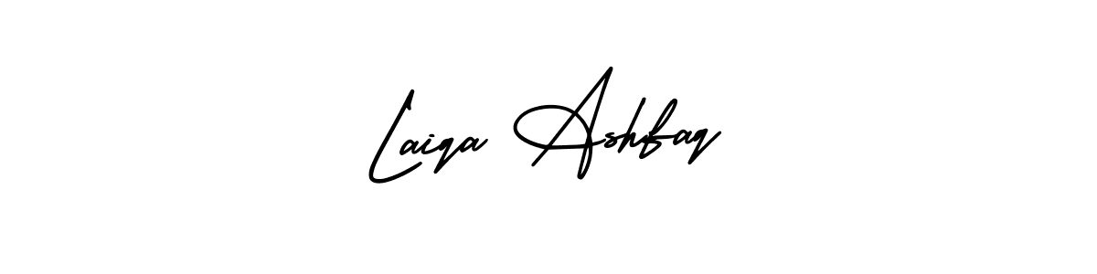 This is the best signature style for the Laiqa Ashfaq name. Also you like these signature font (AmerikaSignatureDemo-Regular). Mix name signature. Laiqa Ashfaq signature style 3 images and pictures png