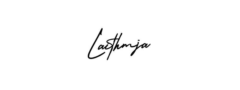 How to make Laithmja name signature. Use AmerikaSignatureDemo-Regular style for creating short signs online. This is the latest handwritten sign. Laithmja signature style 3 images and pictures png