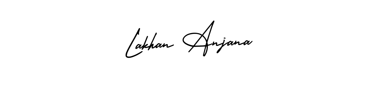 How to Draw Lakhan Anjana signature style? AmerikaSignatureDemo-Regular is a latest design signature styles for name Lakhan Anjana. Lakhan Anjana signature style 3 images and pictures png