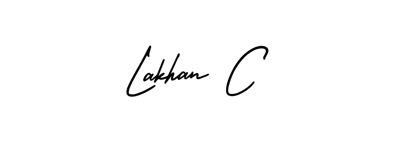 The best way (AmerikaSignatureDemo-Regular) to make a short signature is to pick only two or three words in your name. The name Lakhan C include a total of six letters. For converting this name. Lakhan C signature style 3 images and pictures png