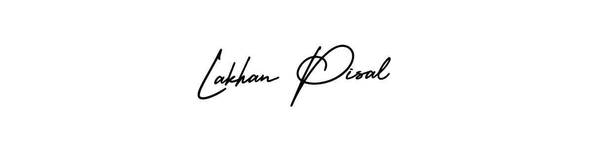 The best way (AmerikaSignatureDemo-Regular) to make a short signature is to pick only two or three words in your name. The name Lakhan Pisal include a total of six letters. For converting this name. Lakhan Pisal signature style 3 images and pictures png