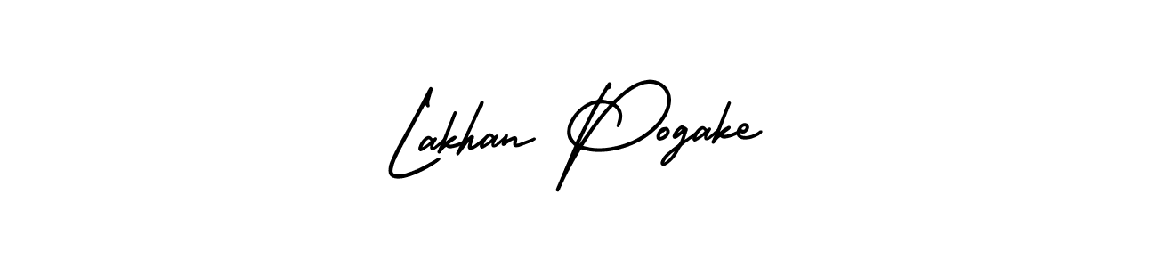 You should practise on your own different ways (AmerikaSignatureDemo-Regular) to write your name (Lakhan Pogake) in signature. don't let someone else do it for you. Lakhan Pogake signature style 3 images and pictures png