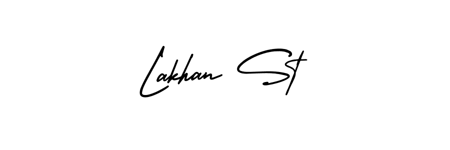 You should practise on your own different ways (AmerikaSignatureDemo-Regular) to write your name (Lakhan St) in signature. don't let someone else do it for you. Lakhan St signature style 3 images and pictures png