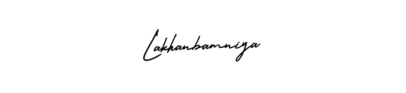 AmerikaSignatureDemo-Regular is a professional signature style that is perfect for those who want to add a touch of class to their signature. It is also a great choice for those who want to make their signature more unique. Get Lakhanbamniya name to fancy signature for free. Lakhanbamniya signature style 3 images and pictures png