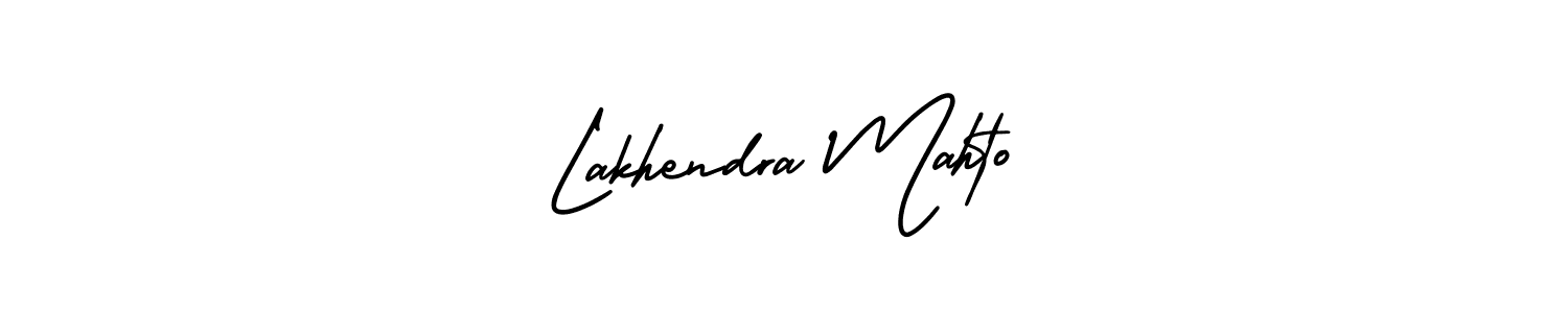 The best way (AmerikaSignatureDemo-Regular) to make a short signature is to pick only two or three words in your name. The name Lakhendra Mahto include a total of six letters. For converting this name. Lakhendra Mahto signature style 3 images and pictures png