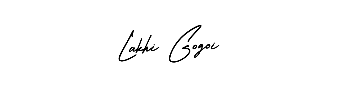 The best way (AmerikaSignatureDemo-Regular) to make a short signature is to pick only two or three words in your name. The name Lakhi Gogoi include a total of six letters. For converting this name. Lakhi Gogoi signature style 3 images and pictures png