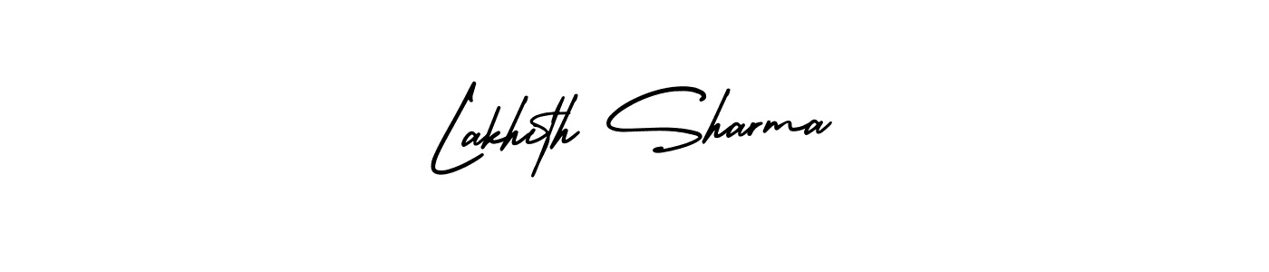 This is the best signature style for the Lakhith Sharma name. Also you like these signature font (AmerikaSignatureDemo-Regular). Mix name signature. Lakhith Sharma signature style 3 images and pictures png