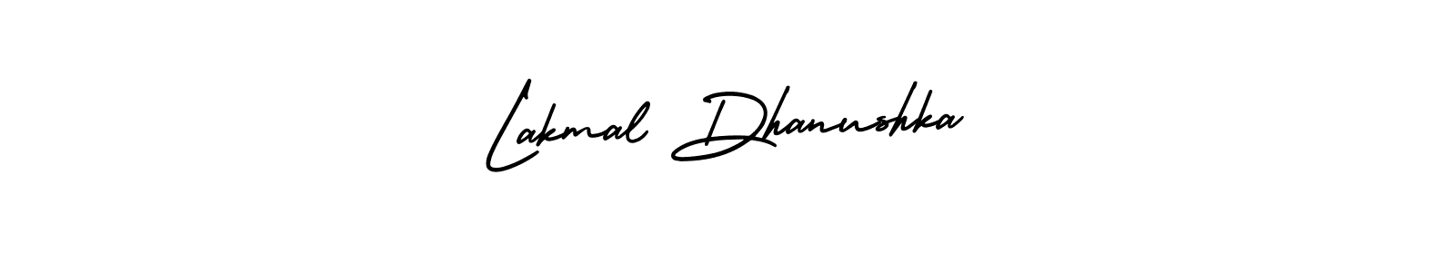 You should practise on your own different ways (AmerikaSignatureDemo-Regular) to write your name (Lakmal Dhanushka) in signature. don't let someone else do it for you. Lakmal Dhanushka signature style 3 images and pictures png