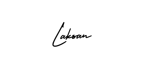 How to make Laksan name signature. Use AmerikaSignatureDemo-Regular style for creating short signs online. This is the latest handwritten sign. Laksan signature style 3 images and pictures png
