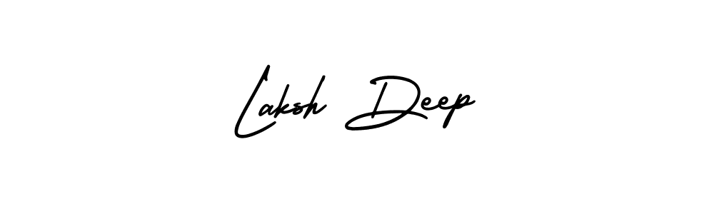 You should practise on your own different ways (AmerikaSignatureDemo-Regular) to write your name (Laksh Deep) in signature. don't let someone else do it for you. Laksh Deep signature style 3 images and pictures png